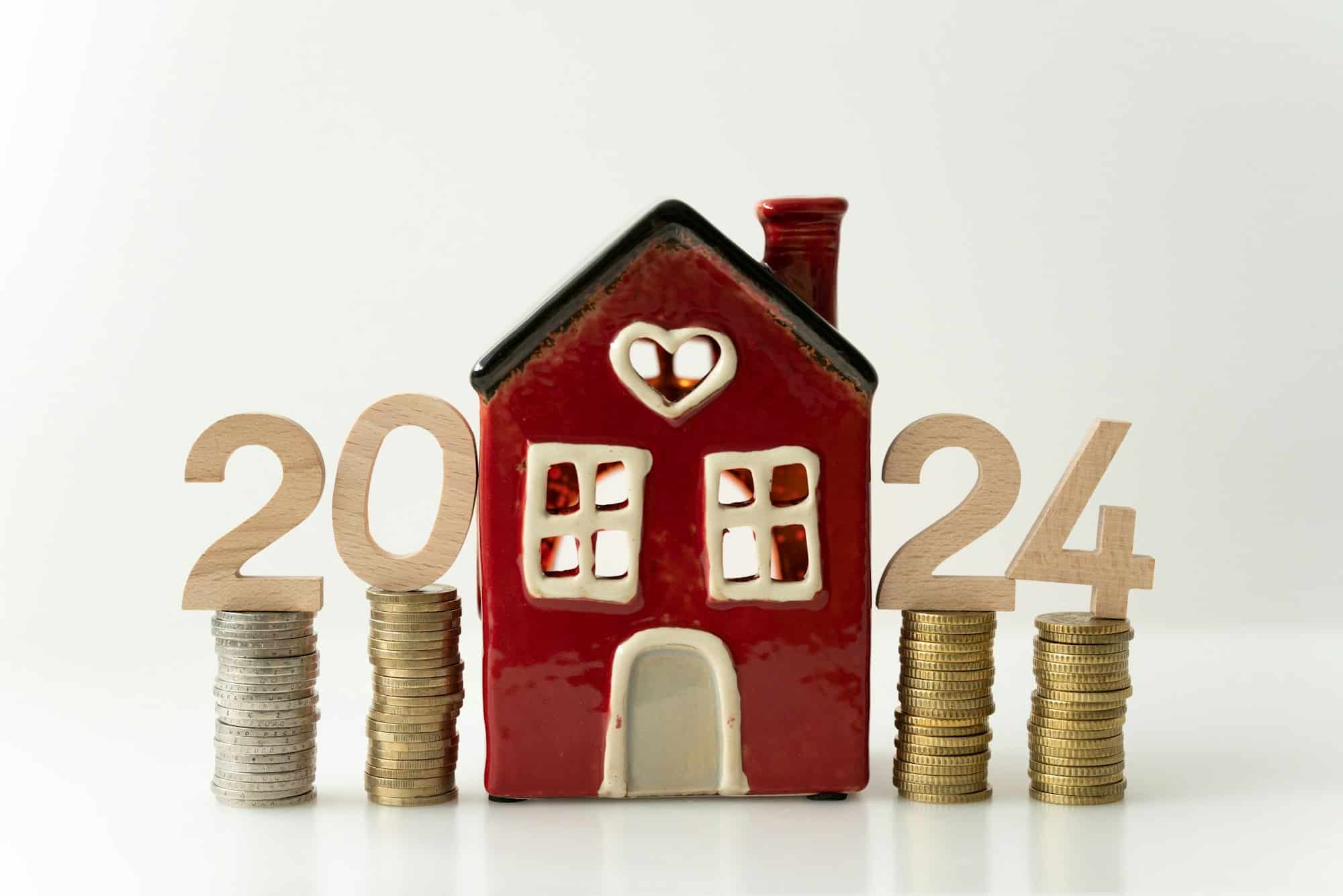 New year 2024 money and house concept